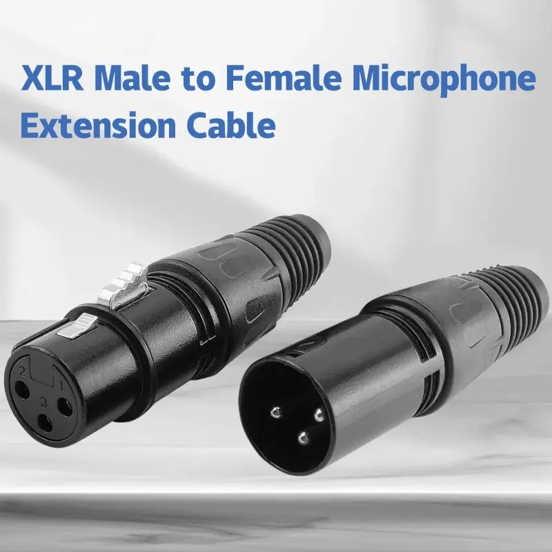 XLR 3 Audio Jack Male to Female Plug Microphone Video Connectors Waterproof Black Connector for Audio Equipment