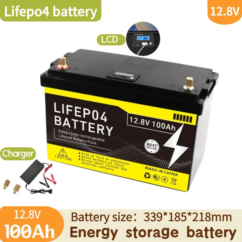 LiFePO4  аккумулятор 12V100Ah 24V 200Ah built-in BMS 6000 cycle lithium iron phosphate home lighting trolley battery pack