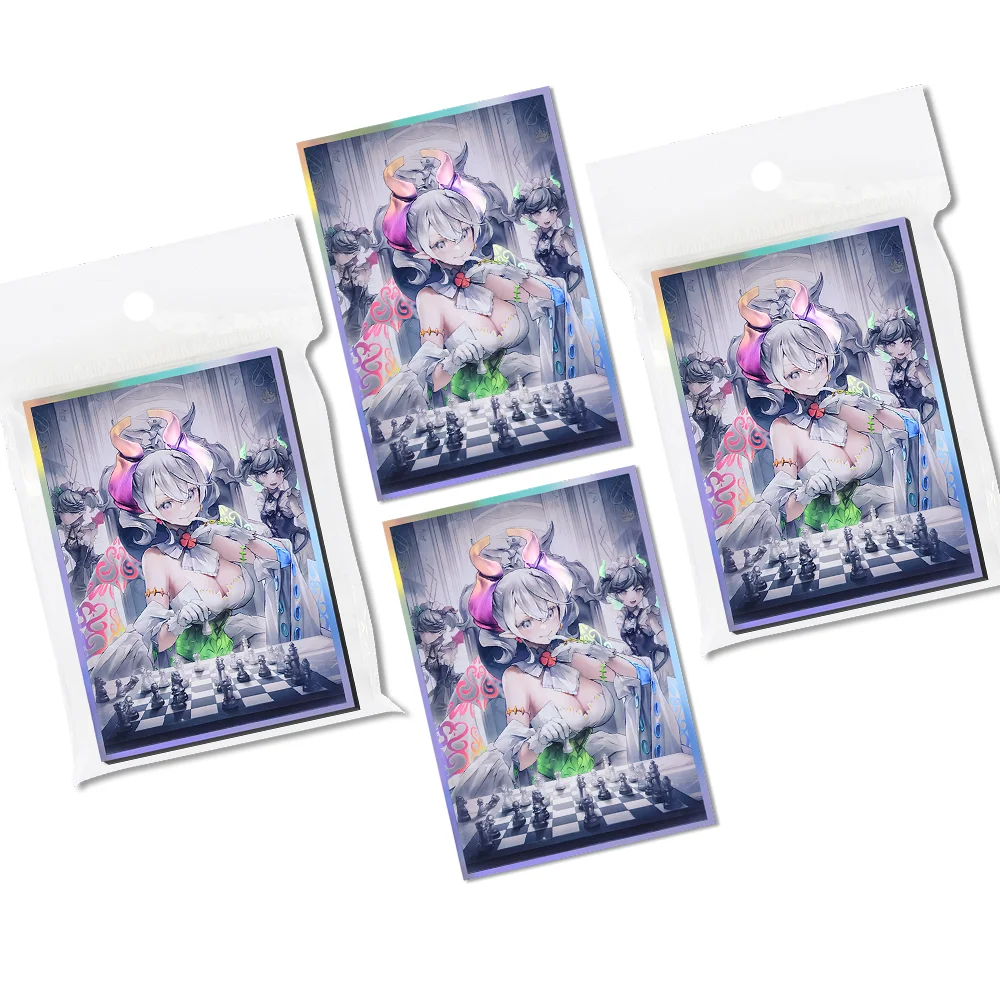 63×90mm 100PCS Laser Holographic Flashing Anime Card Sleeves for YGO/TCG Top Loading Cartoon Deck Shield Card Cover