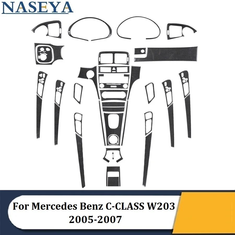 

Наклейки черные из углеродного волокна для Mercedes Benz C-CLASS C CLASS W203 2005 2006 2007, декоративные аксессуары для интерьера автомобиля