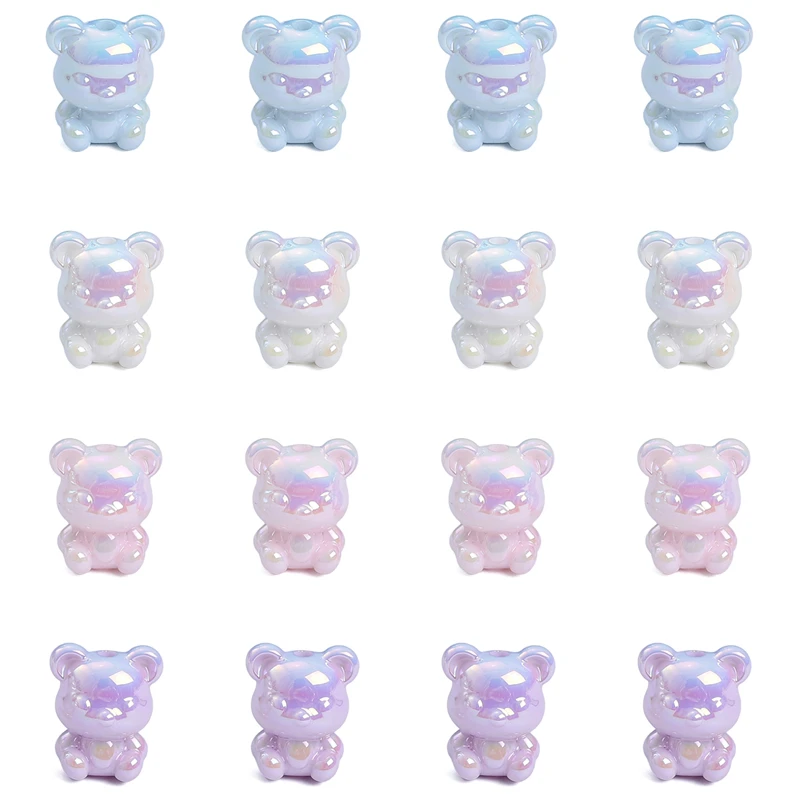 4pcs 17x21mm Cute Acrylic Loose Bead Little Bear Beads Charm for Necklace Bracelet Keychain DIY Jewelry Making Accessories