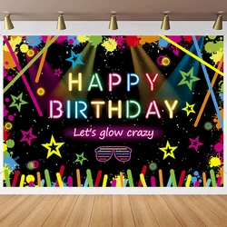 Glow in the Dark Birthday Party Backdrops Retro Neon Light Party Photography