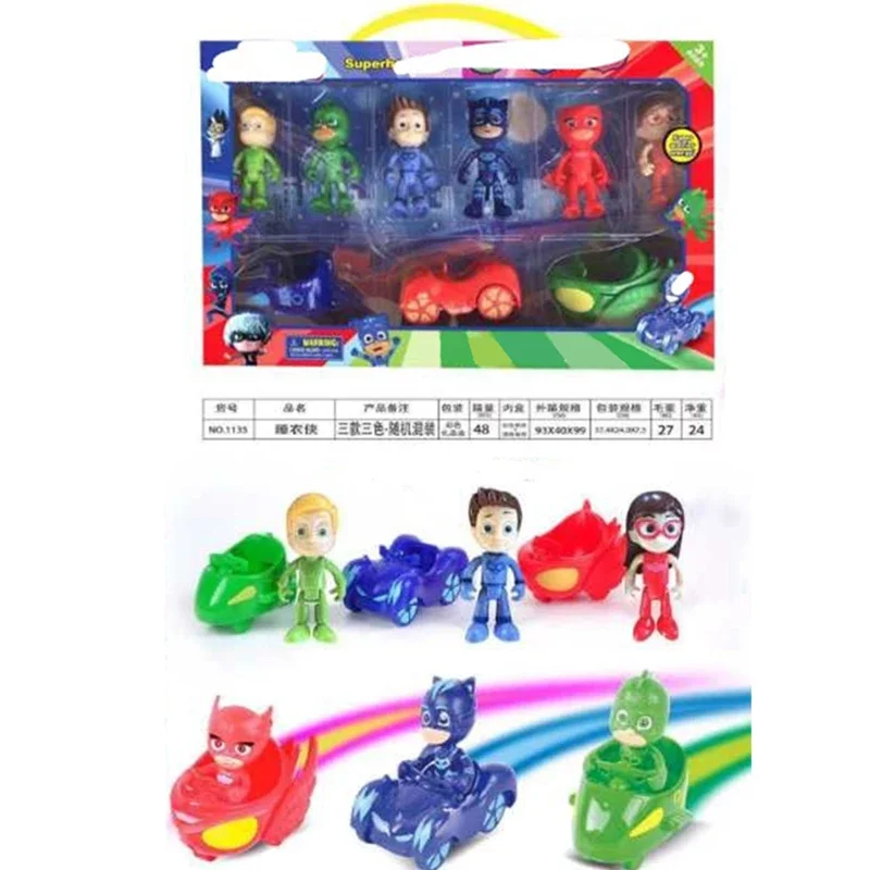 PJ Masks Playsets for Kids Catboy Owlette Toys Featuring Plus Cars Figures for Children Random Color Car Gifts