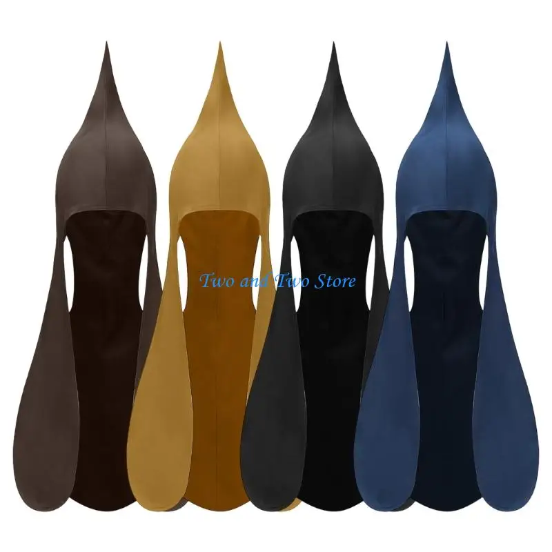 

HX6F Medieval Coif Cap Hooded Scarf With Ear Flap Costume Accessory Thrace Hooded Cowl For Men Women Cosplay Event