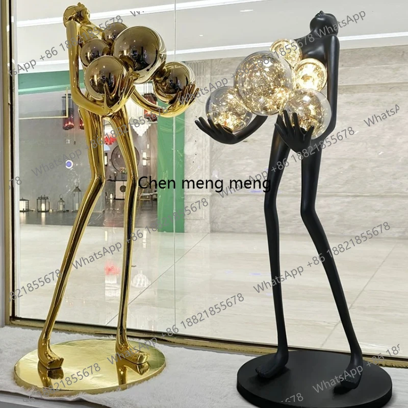 Nordic humanoid sculpture long arm ball exhibition hall ornament living room