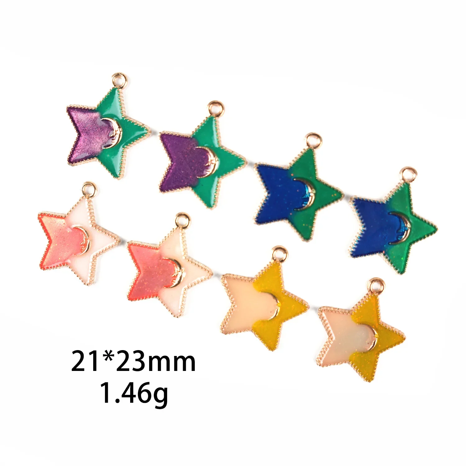 10pcs Two-color Five-pointed Star Charm Pendants Alloy Metal Enamel Charms for DIY Jewelry Making 21*23mm