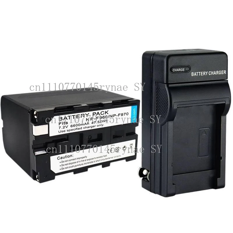 For Sony NP-F960 F970 Battery & Charger, Compatible with F550 F570 F750 F770, Fit for Camcorder Monitor Fill Light Series