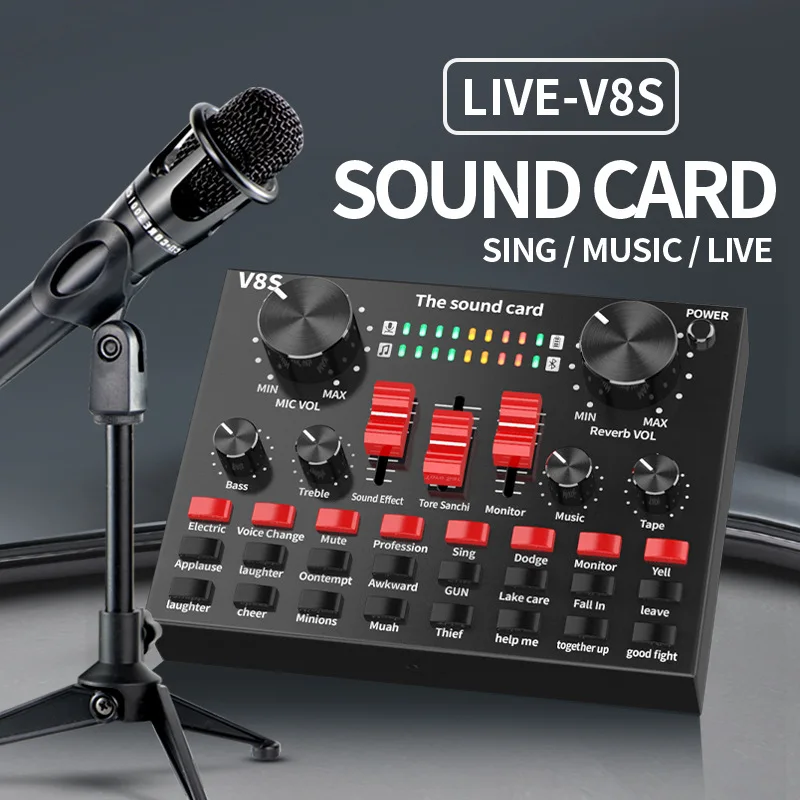 External Sound Card Clear V8s Mobile Phone Microphone Webcast Live Sound Card External Usb For Mobile Computer Audio Interface