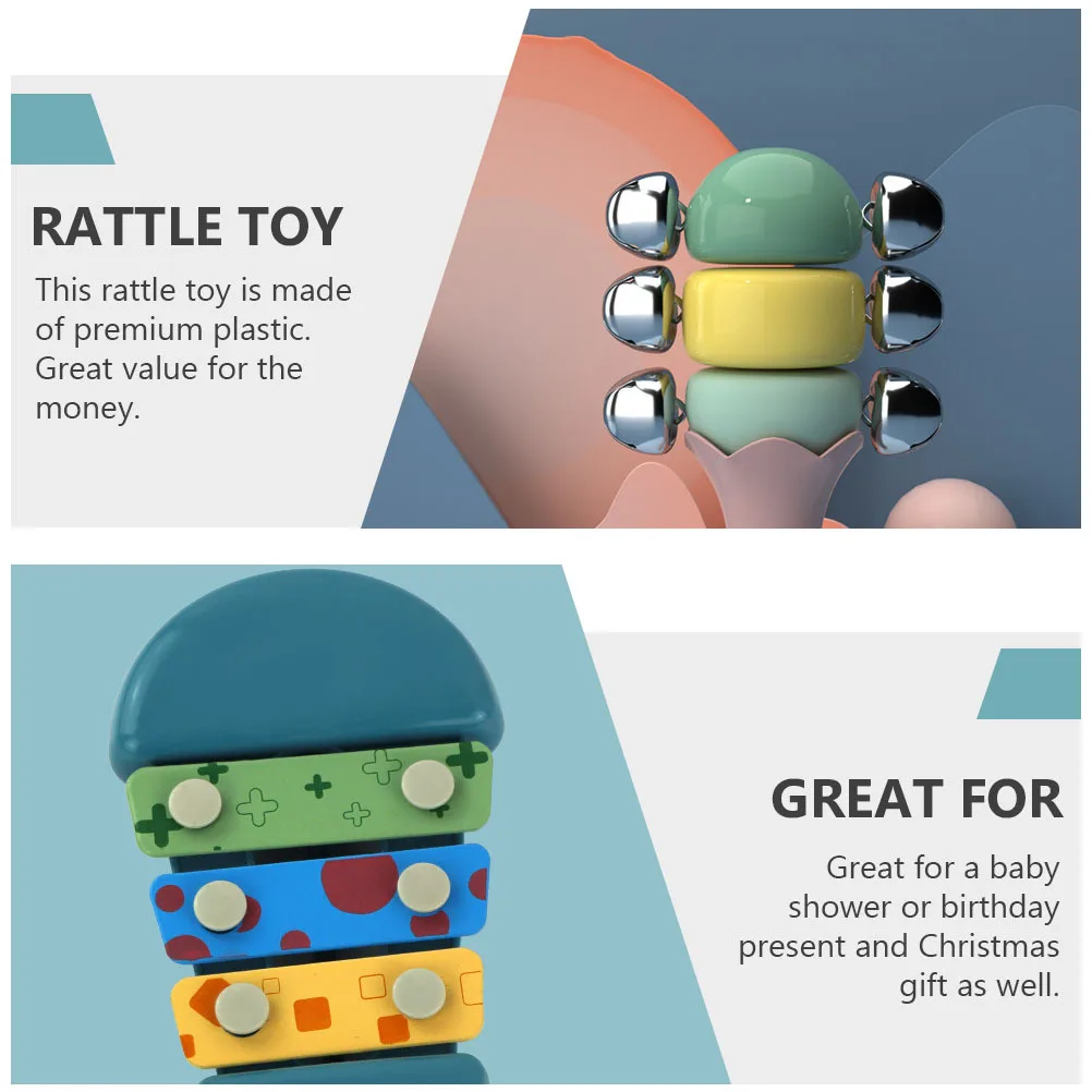 1 مجموعة جرس فهم عضاضة ملونة الرضع التعليمية المبكرة الموسيقى حشرجة الموت المحمولة اللعب استحمام الطفل هدية #2