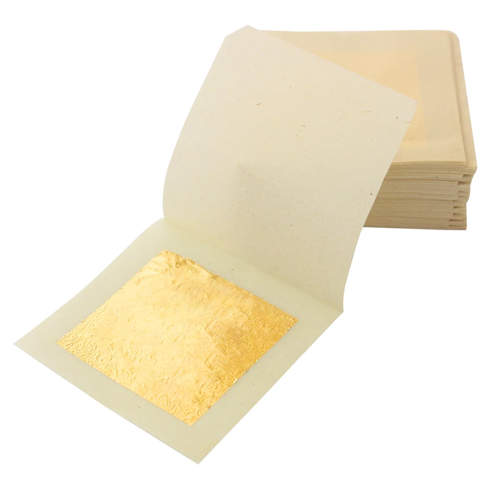 Fogli di foglie d\'oro foglia d\'oro puro lamina d\'oro reale 10 pezzi 8x8cm per torta decorazione al cioccolato maschera facciale artigianato