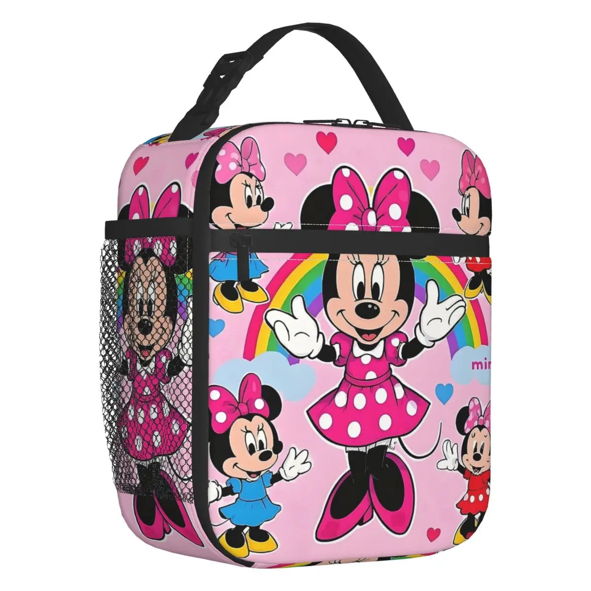 

Custom Minnie Mouse Cartoon Insulated Lunch Bags for Women Kawaii Anime Portable Cooler Thermal Bento Box School