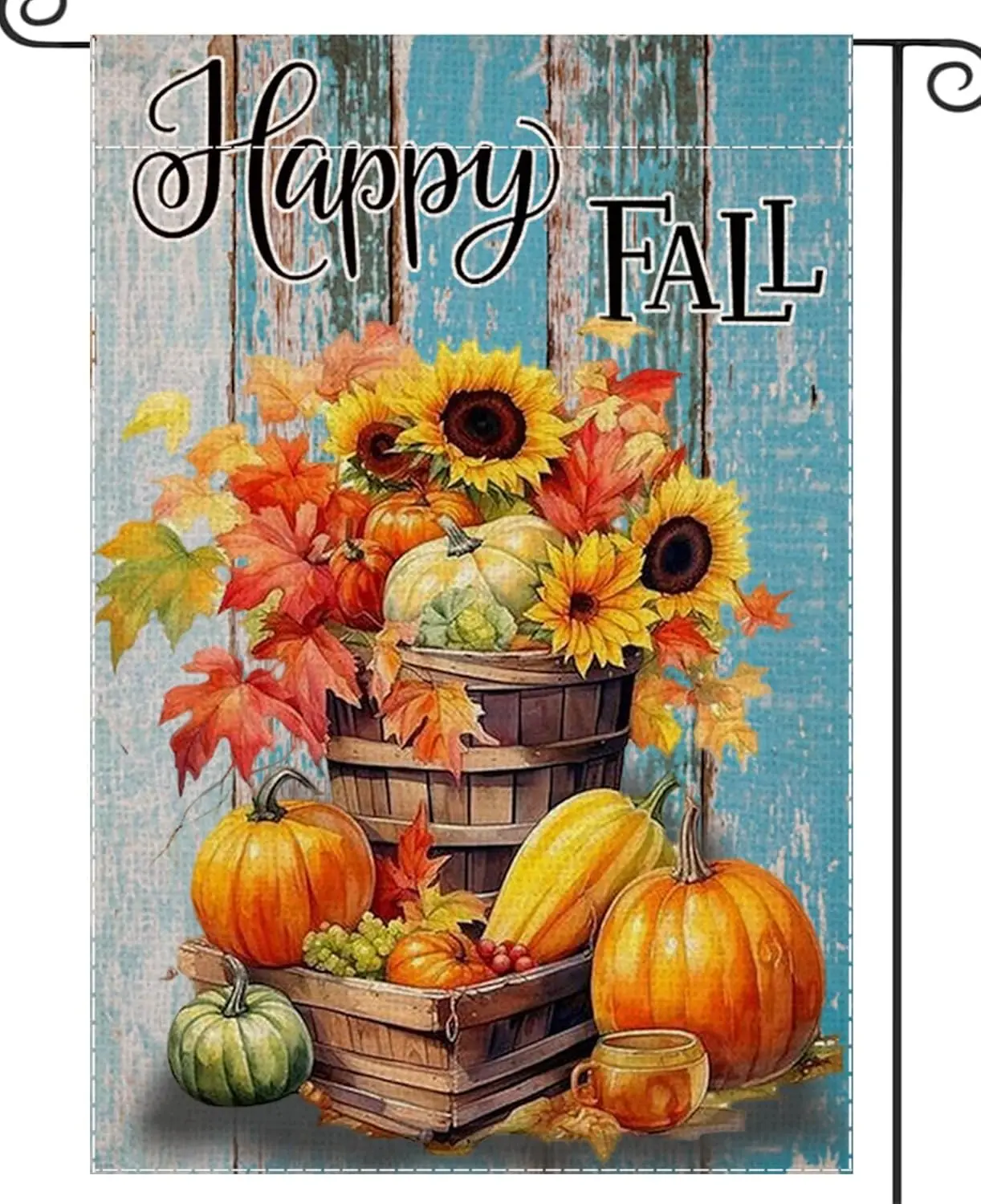 Happy Fall Garden Flag Sunflower Welcome Harvest Small Flags for Outside, 12x18 Inch Pumpkin Maple Leaves Double Sided Burla WZZ