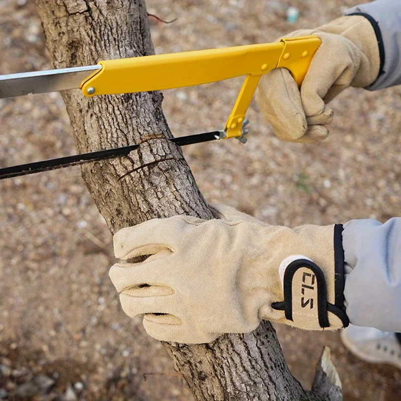 معدات التخييم في الهواء الطلق نزهة قفازات واقية، النار الشواء جلد البقر المضادة للحرارة العزل الحراري سميكة ارتداء قفازات واقية