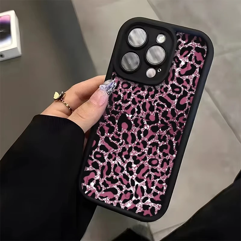Pink Leopard Print Trendy Phone Case For Oppo Reno15 Reno14 Reno13 Reno12 Reno11 Reno10 Z T F Pro Plus 4G 5G Soft TPU Back Cover