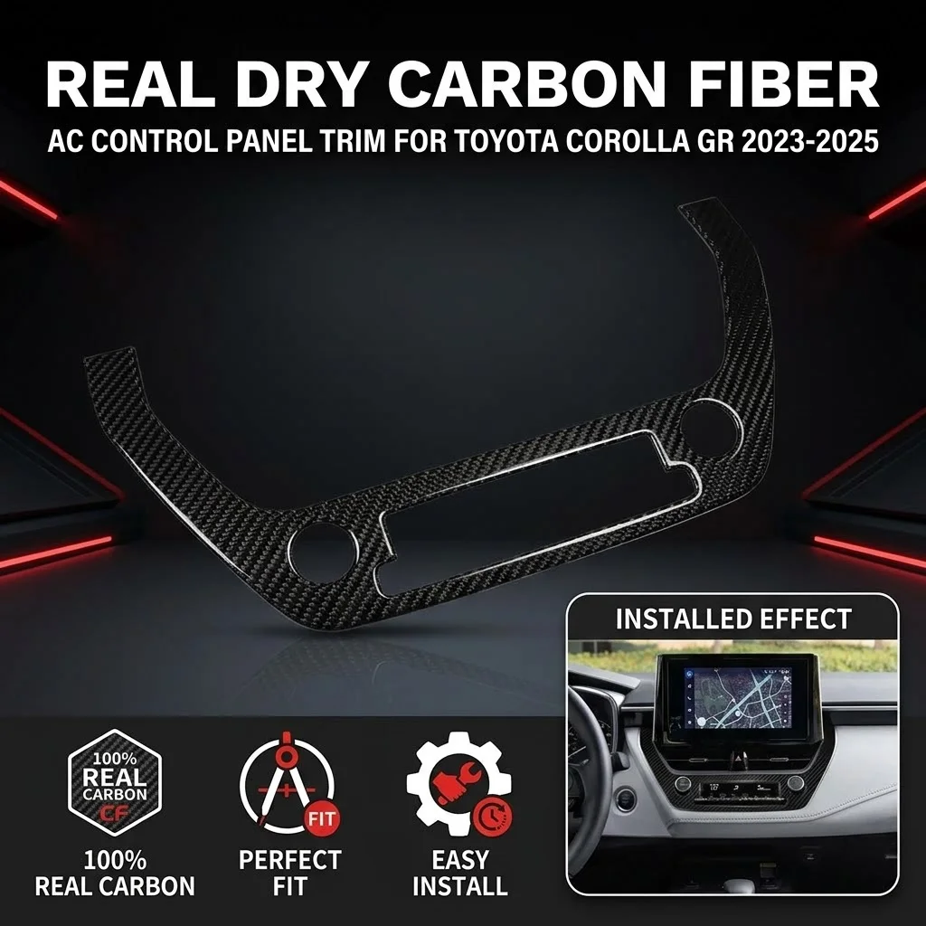 For Toyota GR Corolla 2023 2024 2025 Dry Carbon Fiber A/C Control Panel Frame Overlay Trim