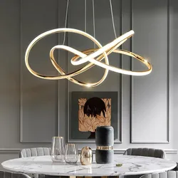 Modern Restaurant Pendant Light Living Room LED Ceiling Light Home Decoration Simple Geometric Lines Light For Shop Bedroom Lamp
