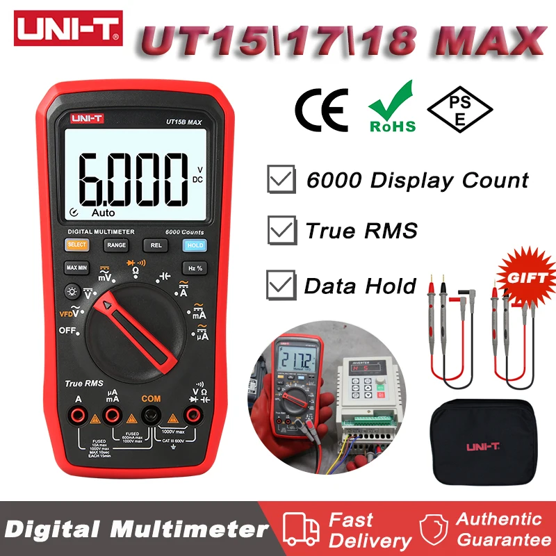 UNI-T UT15B/17B/18B MAX Professional Digital Multimeter Tester True RMS 1000V Voltage Tester 6000 Counts Electric Multi Meter