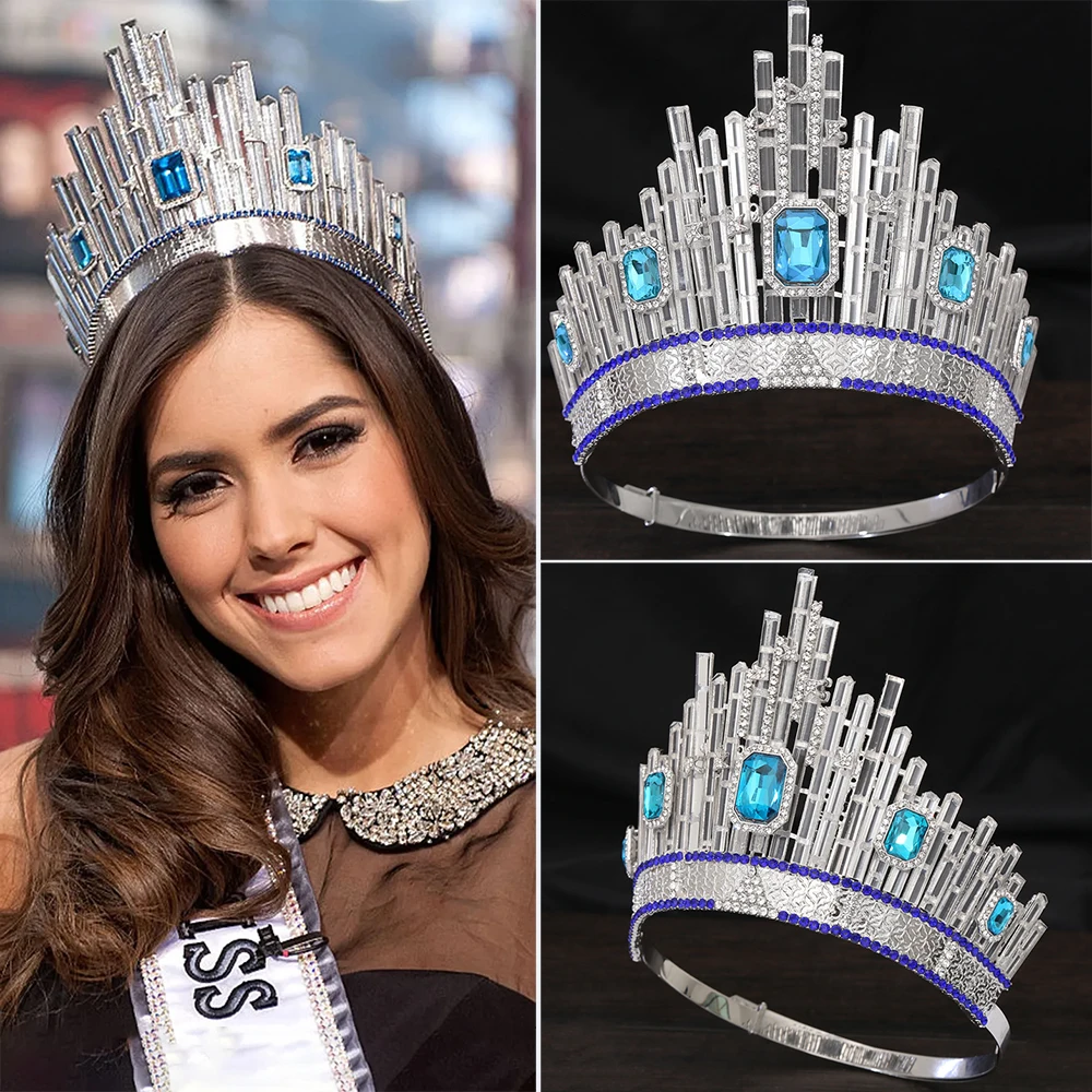 Adjustable Beauty Queen Miss Universe Tiara Crown Queen Rhinestone Headpiece Party Stage Pageant Gifts Hair Jewelry Accessories