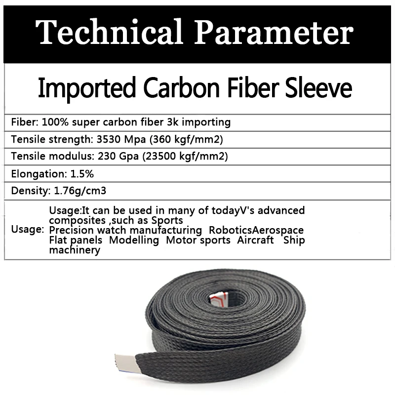 

1M/2M/3M/5M 4-40mm High Temperature Resistant Carbon Fiber Braided Casing Sleeve Tube