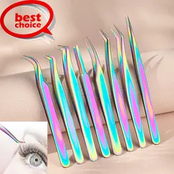 1PC Professional Eyelash Extension Tweezers For Nail Art Make Fans Boot isolation Pliers Lash Tongs Eyebrow Clip Makeup Tools