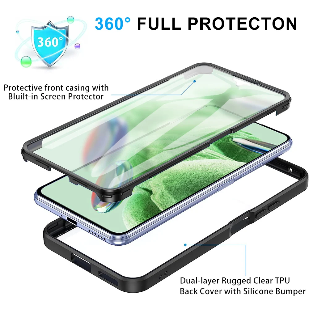 360 Full Silicone Case For Redmi Note  12S 11S 12 11 10 Pro Plus 5G 13C 12C 10C XiaoMi 13T 12T 14 Mi Poco X5 F5 X3 Pro F3 Cover