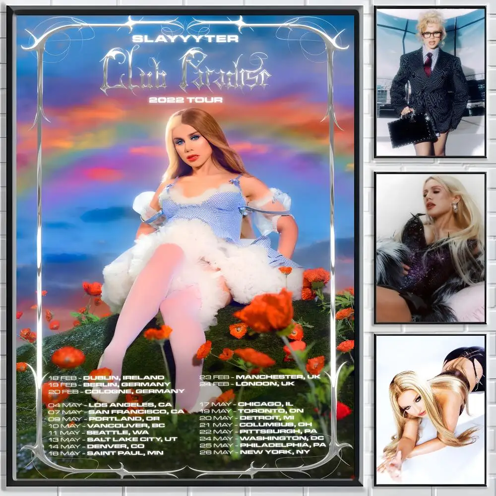 Sänger Slayyyter Poster, klassisches Poster, HD-Kunst, selbstklebend, wasserfest, für Wohnzimmer, Schlafzimmer, ästhetische Dekoration