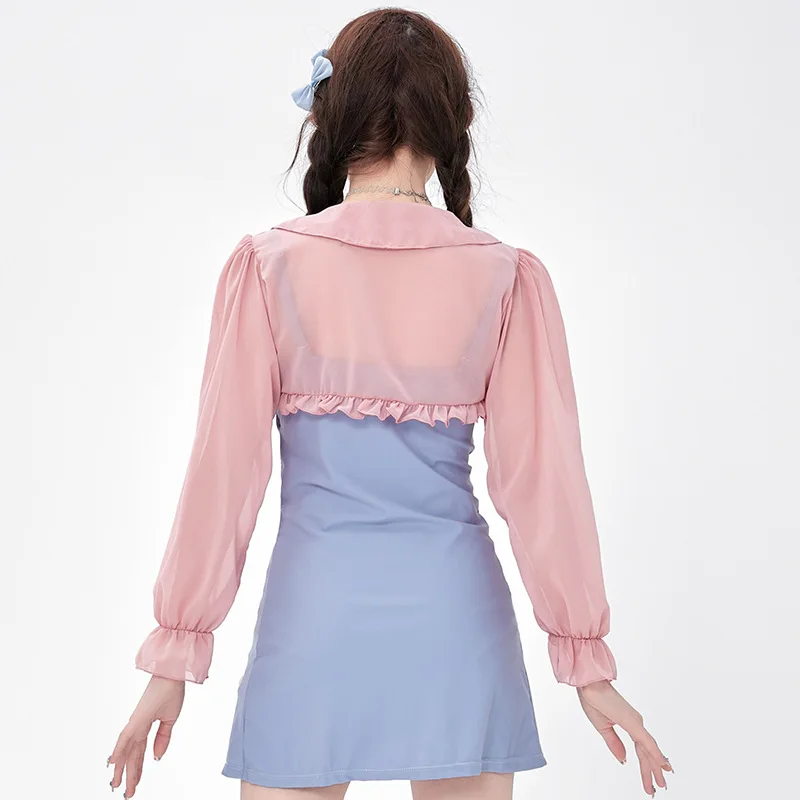 wisuwore Japanese Swimsuit Women Two-Piece 2023 New Fashion Long Sleeve Swimming Suit for Female Bathing Suit