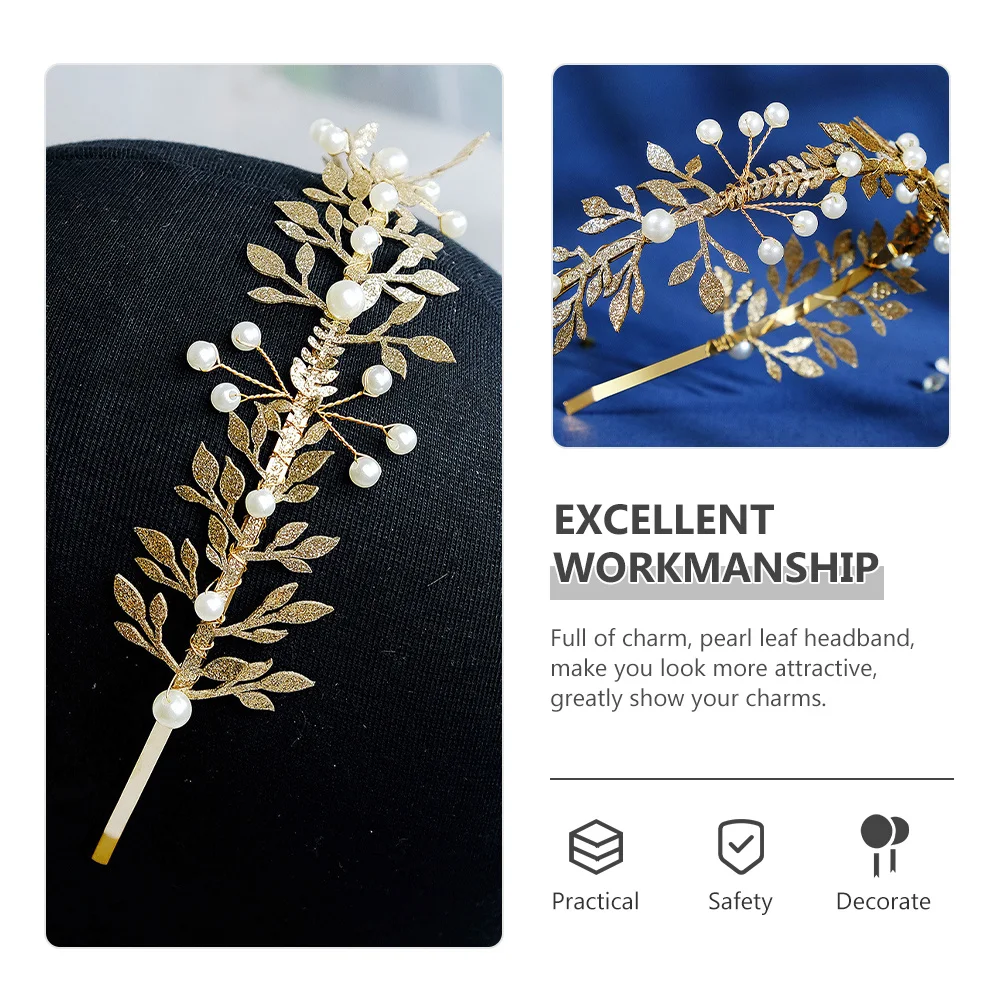 

Pearl Leaf Headband Zinc Alloy ABS Durable Elegant Wedding Bride Bridesmaid Hair Accessories Leaf Branch Crown