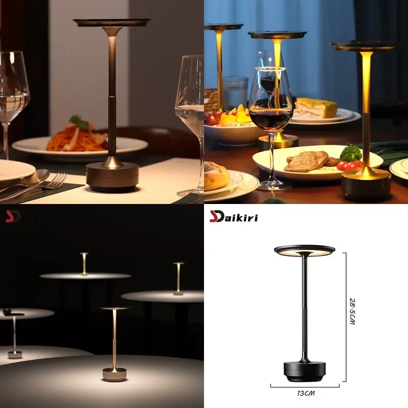 Aluminum Alloy Simple Decorative Lamp LED Night Light Infinitely Dimmable Atmosphere Retro Portable Rechargeable Touch Desk