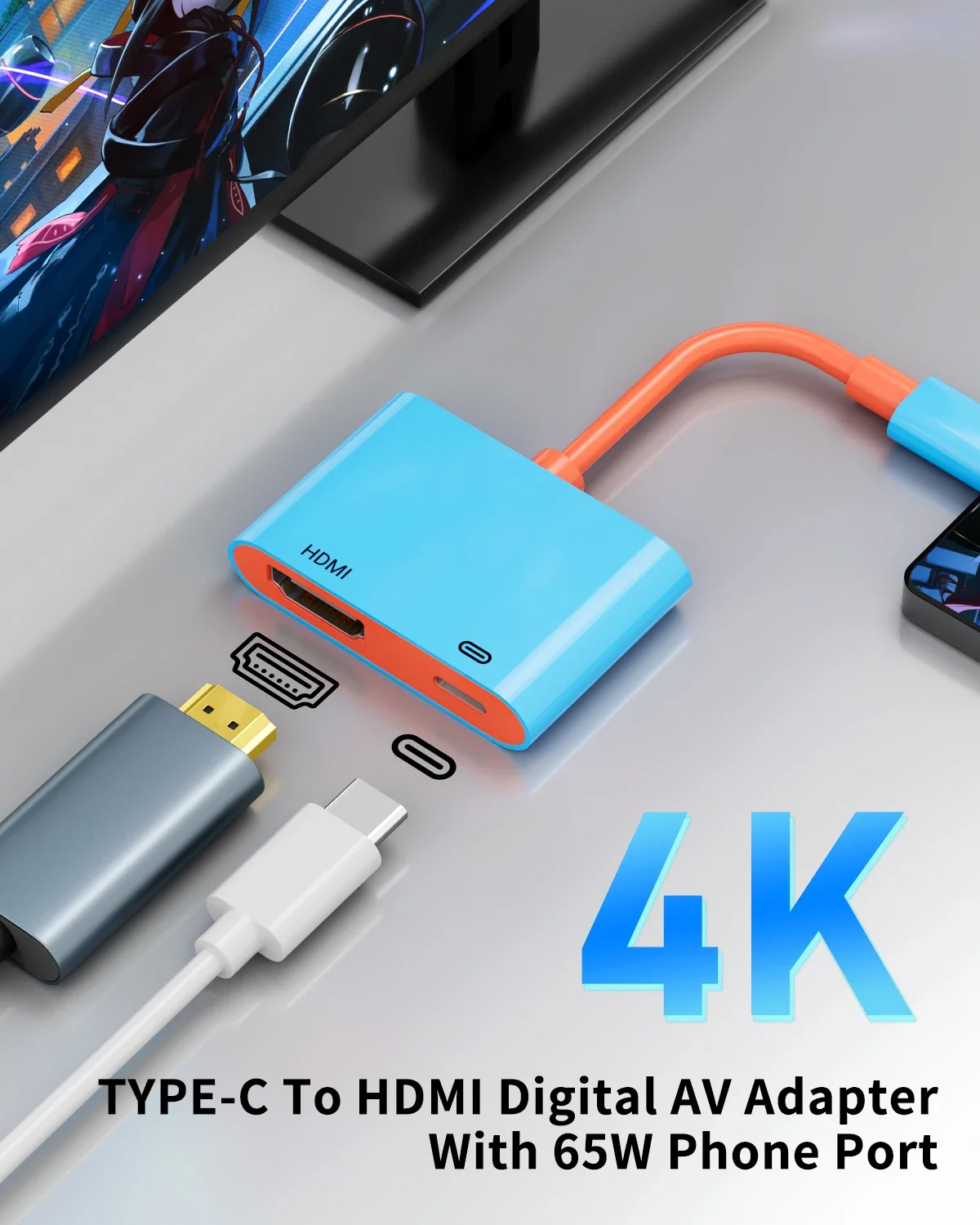 

4K@60HZ Type-c To HDMI-Compatible Projection Cable Adapter Audio Sync Screen Connector For Lightning To HDMI-Compatible Adapter