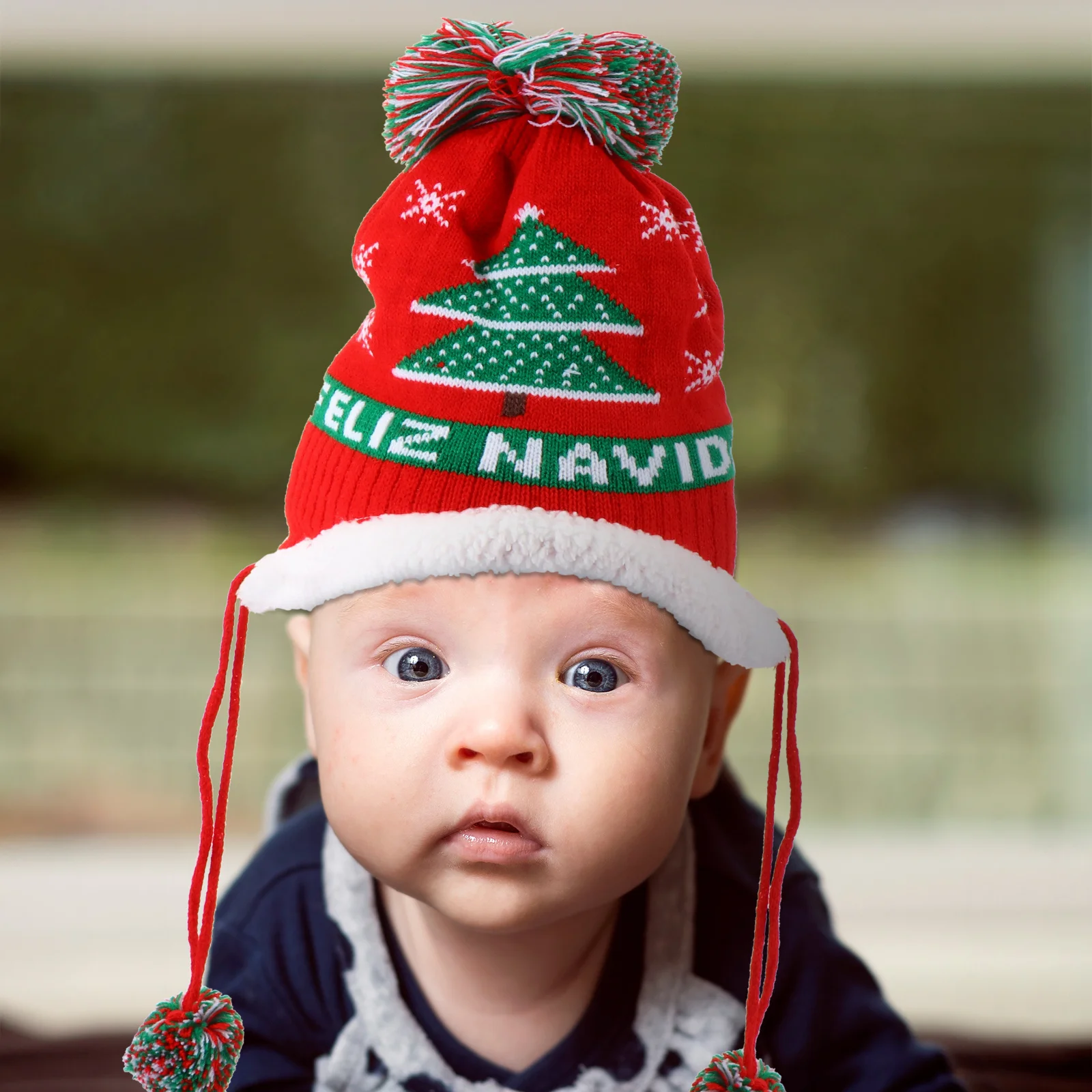 

1 шт. теплая шерстяная шапка с рождественским рисунком, вязаная детская шапка, мягкая эластичная зимняя шапка, уютные рождественские шапки с рисунком для холодной погоды