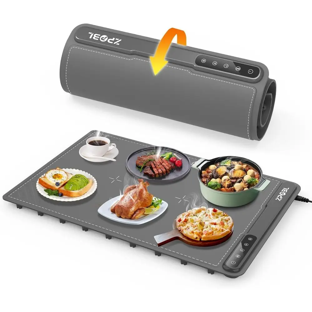 

Electric Food Warming Tray (24x16), Portable & Rollable Tile Food Warmer for Countertop, Perfect for Gatherings, Parties & Every