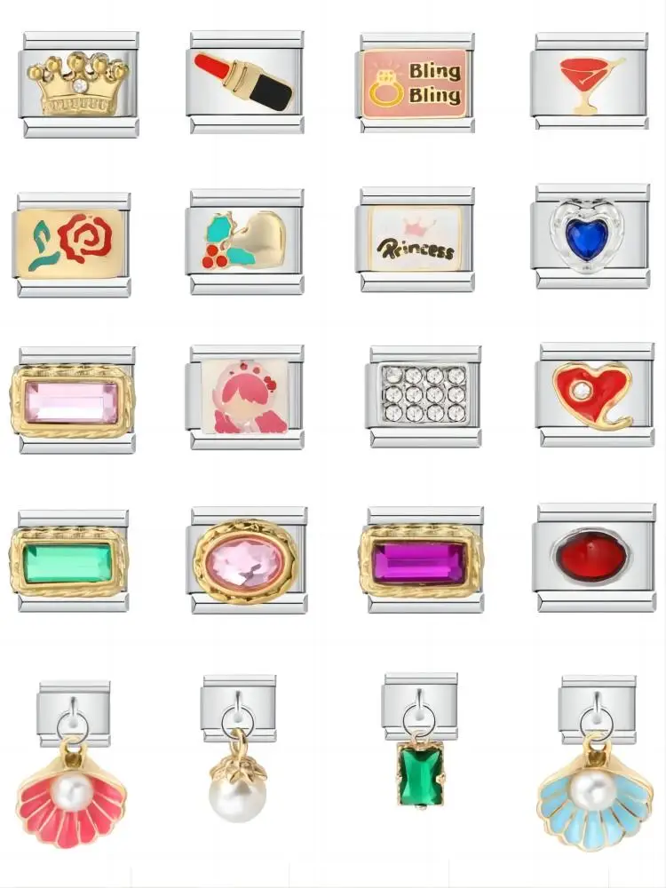 Gems Y2k The Queen Princess Girls Italian Charms Bracelet Link Jewelry Making DIY Girlfriend Wife Gift