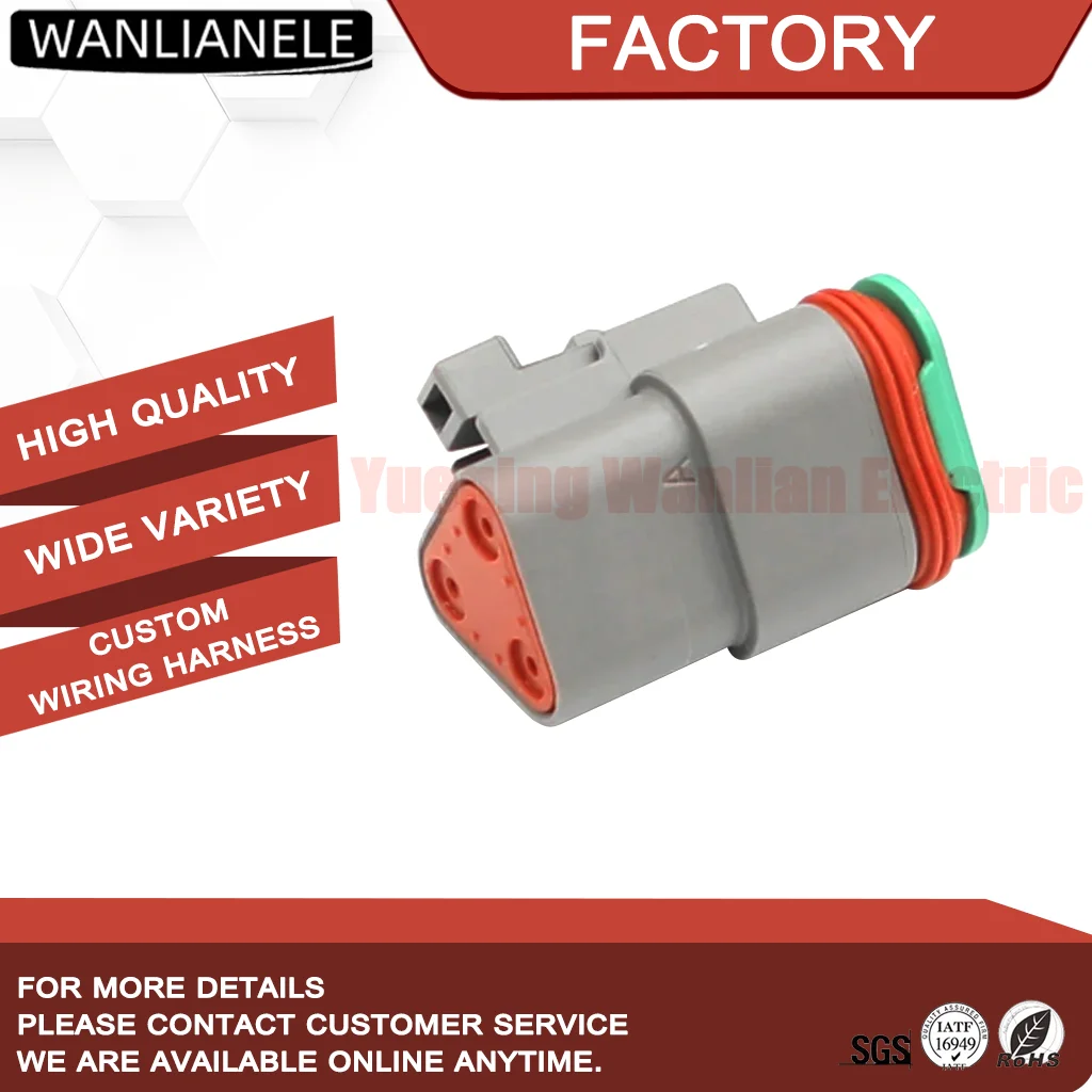 50 Sets DT06-3S 3 Pin Waterproof Connector Plug Female DT Series 13A IP68 Fit Automotive Truck Harness Gray