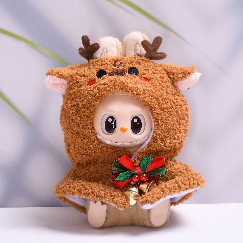 17cm Labubu I II Idol Dolls Clothes Santa Hat Deer Snowman Cape Xmas New Year Accessories Korea Kpop Exo Clothing Winter Gifts