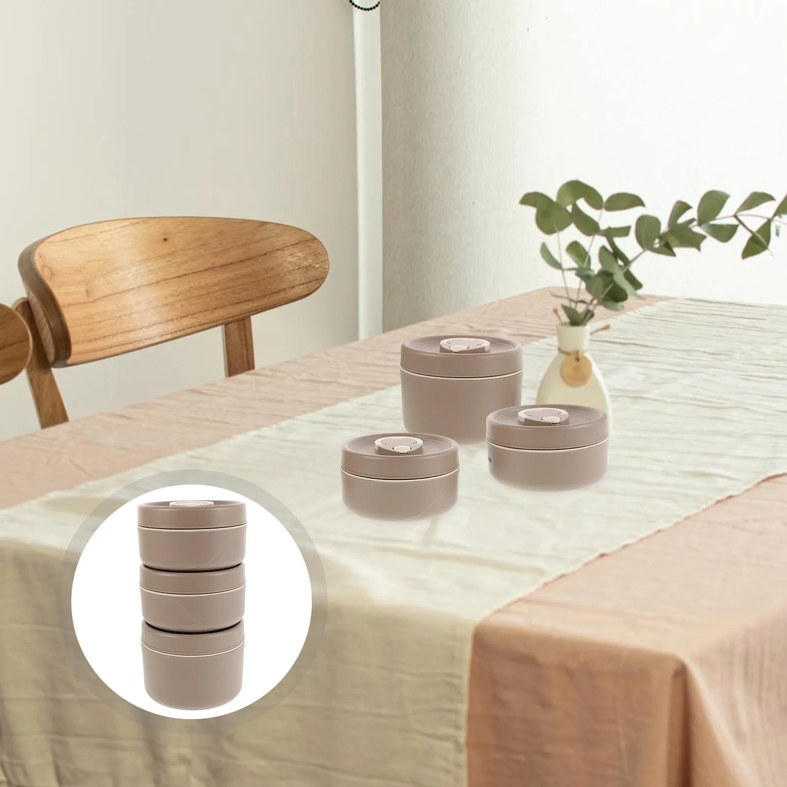 

3Pcs Stainless Steel Insulated Lunch Box Set Stackable Thermal Containers Portable Bento for Work School Meal Prep