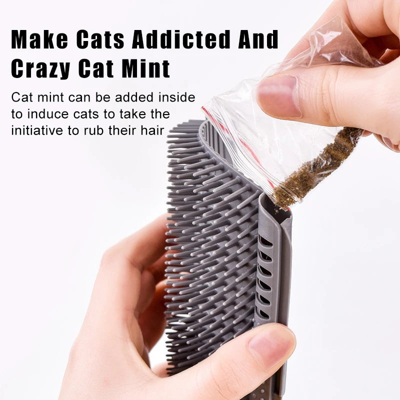 Cat Brush Comb Cat Toy with Catnip Cat Wall Brush Corner Cat Massage Self Groomer Comb Brush Cat Rubs with A Tickling Comb Gatos