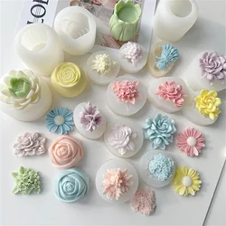 Rose Candle Mold Silicone Flower DIY Handmade Aromatherapy Plaster Resin Soap for Candle Making Tools Home Decor Kit Gifts