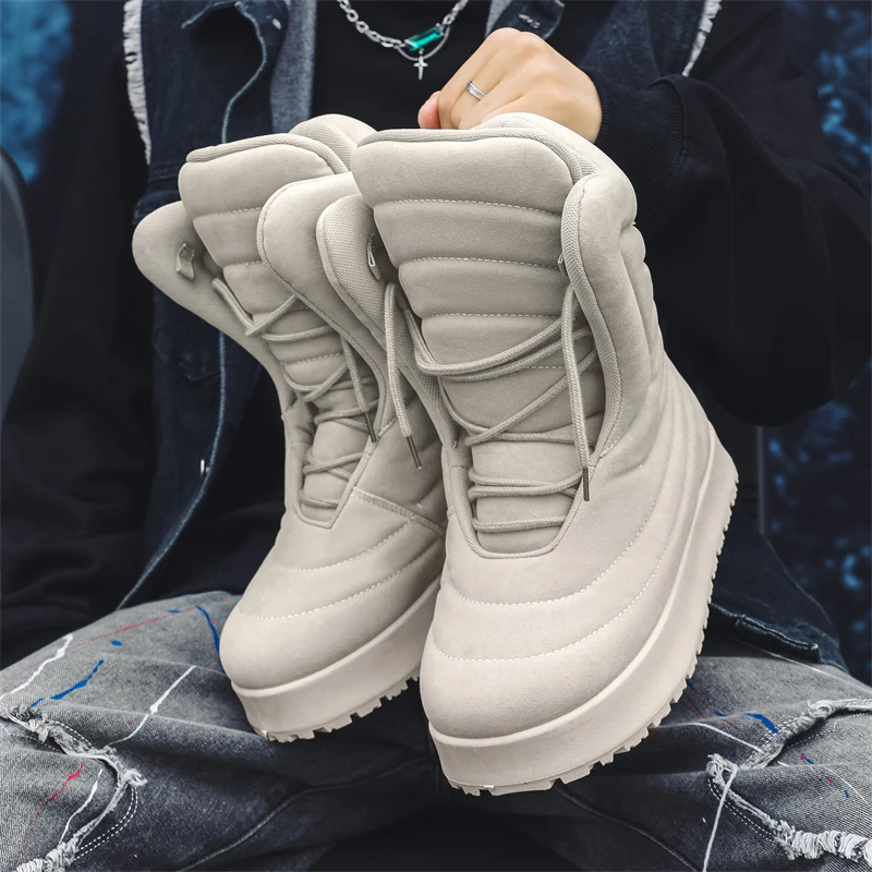 Men's Chukka Boots Fashion Thick Bottom Long Boots Outdoor Cold Proof Warm Soft Non Slip Wear Resistant Sole Men's Snow Boots