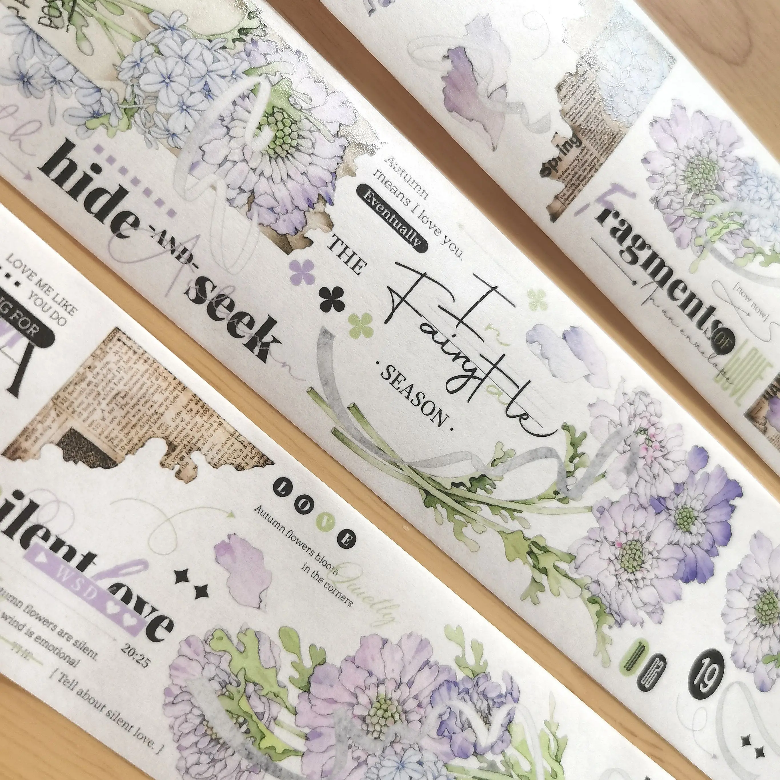 1 Loop PET Washi Tape Sample Autumn Love Song, Flower and Grass