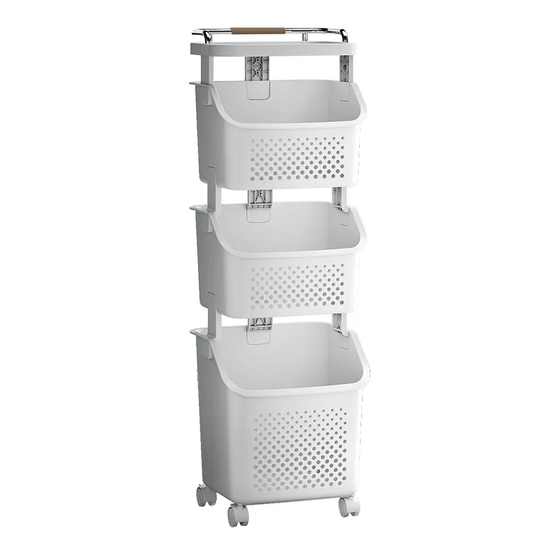 

Household Multi Layer Storage Rack Bathroom Clothing Storage Basket With Wheels Seam storage Dirty Clothes Baskets