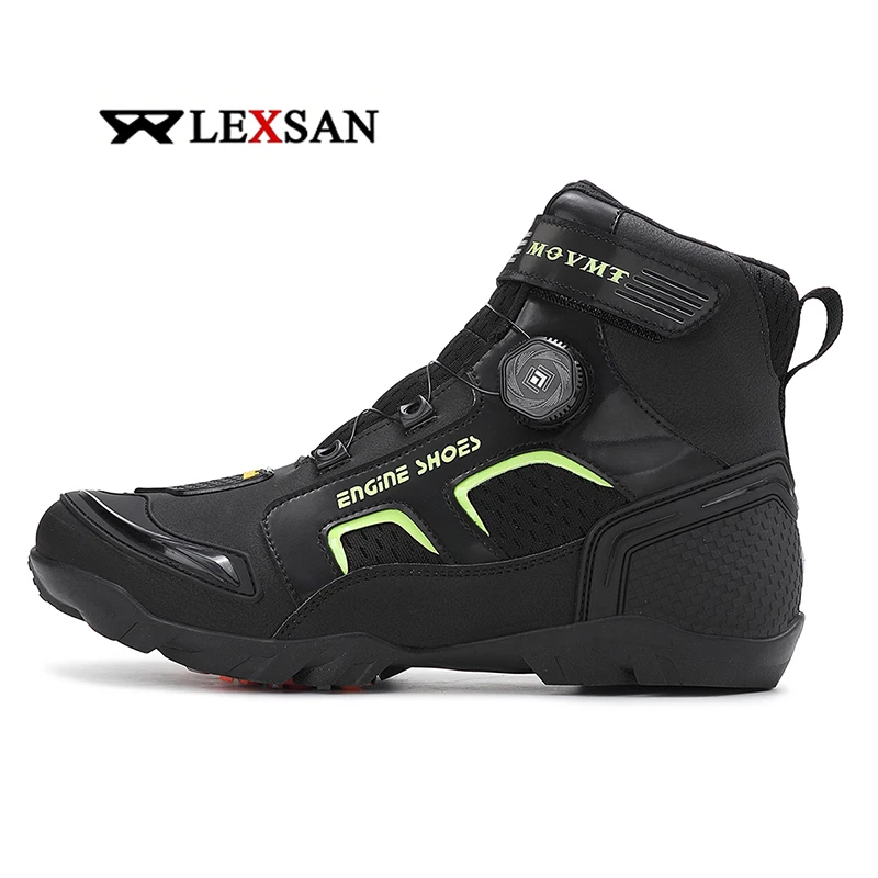 Lexsan Motorcycle Boots Men Leather Motos Breathable Anti Slip Wear-resistant Riders Boots Motorbike Racing Ankle Length Shoes