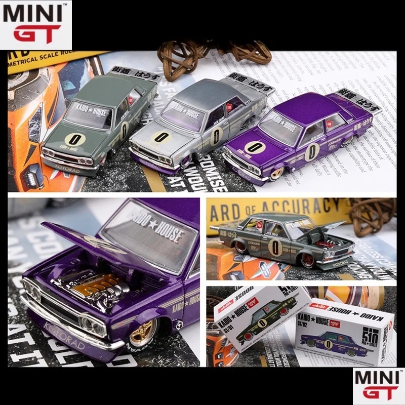 1:64 Kaido House Open Edition 1:64 Nissan Datsun 510 modelo fundido a presión de aleación, decoración para adultos, juguete para niños, regalo para niños