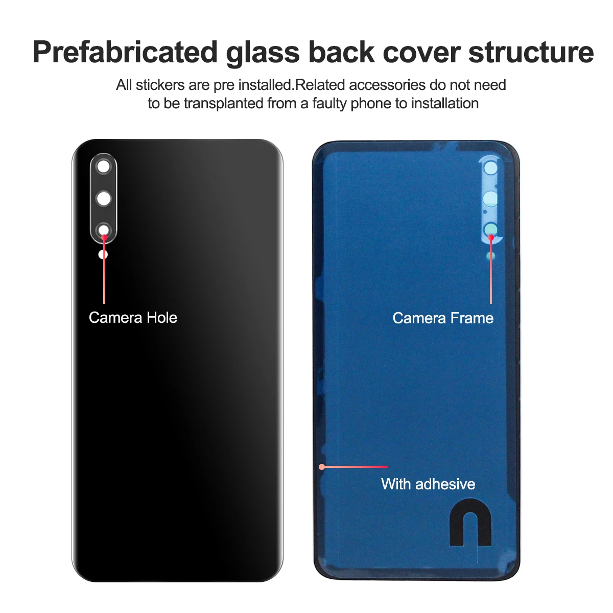 For Huawei Y9S Back Cover Battery Glass Panel Rear Housing Case Replacement Compatible with P Smart Pro 2019