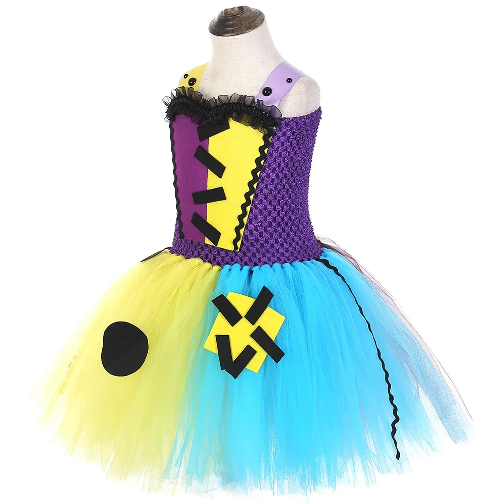 The Nightmare Before Christmas Sally Halloween Costume for Kids Fancy Tutu Dress Girls Carnival Birthday Party Dresses Ball Gown