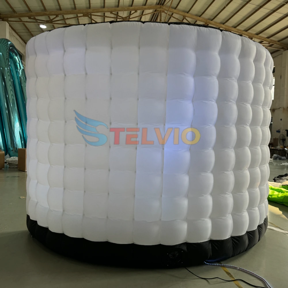 Customize Inflatable Photo Booth Single White Wall LED Booth Photo Backdrop Enclosure For Birthday Party Wedding Decoration