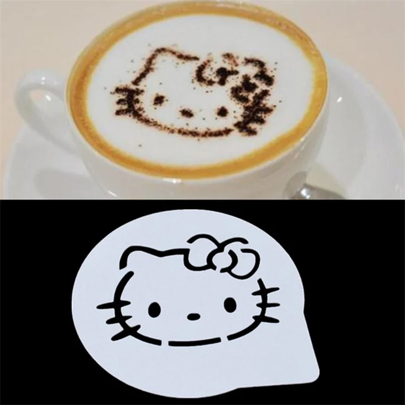 7.5cm Cartoon Sanrio Hello Kitty Cappuccino Latte Coffee Stencils Duster Cake Mold Spray Coffee DIY Art Stencils Dessert Decore