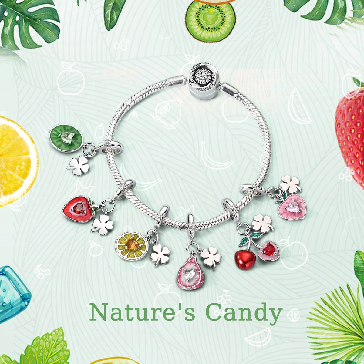 الأصلي سحر الخرز قلادة 925 فضة الفراولة الكرز الليمون الخوخ سحر صالح سوار الإسورة النساء صنع المجوهرات