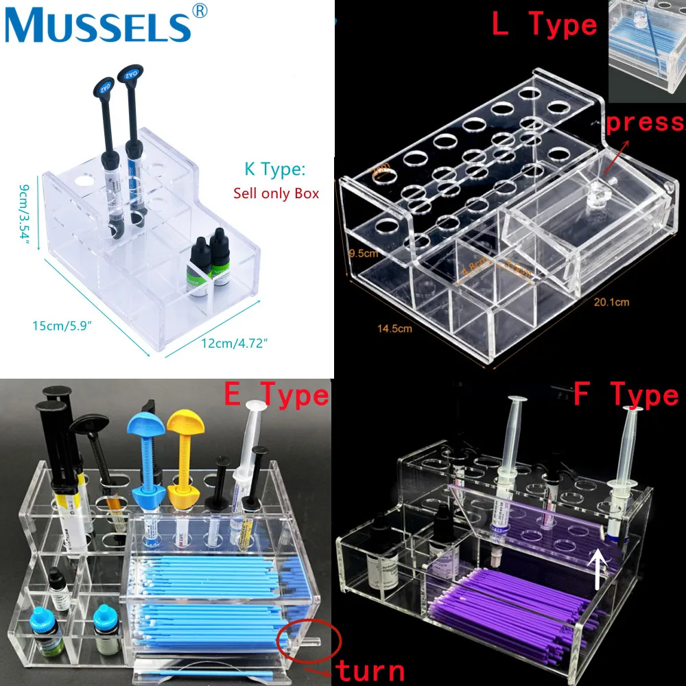 Acrylic Organizer Holder Dental Resin Composite Storage Box Orthodontic Power Chain Placer Ligature Tie Arch Wire Placement Case