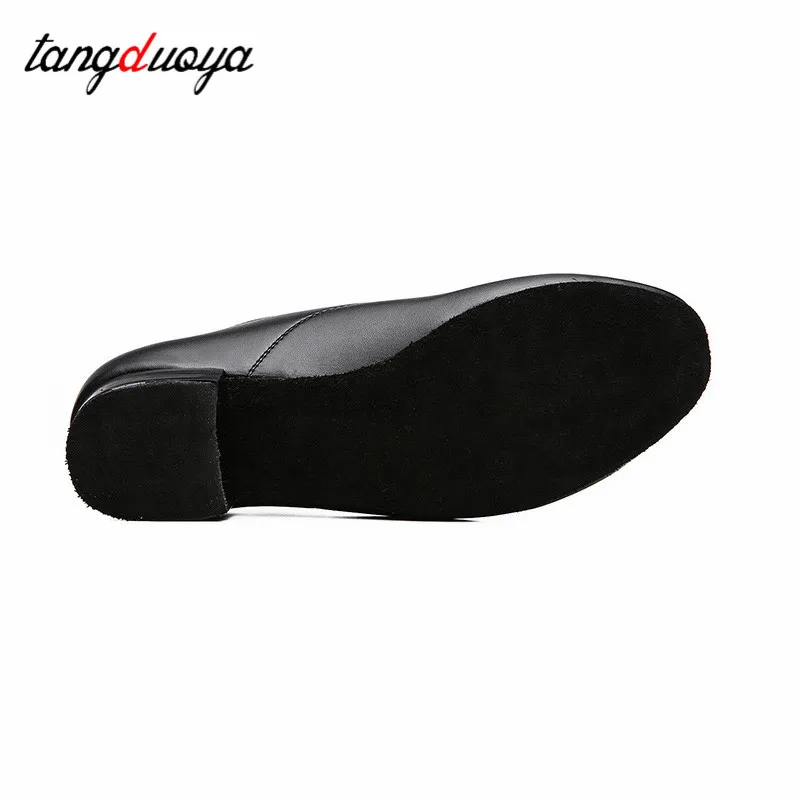 Chaussures de danse latine en cuir pour hommes, chaussures de salle de Rhmodernes, talons carrés, salsa et tango, adultes et enfants, fête pour